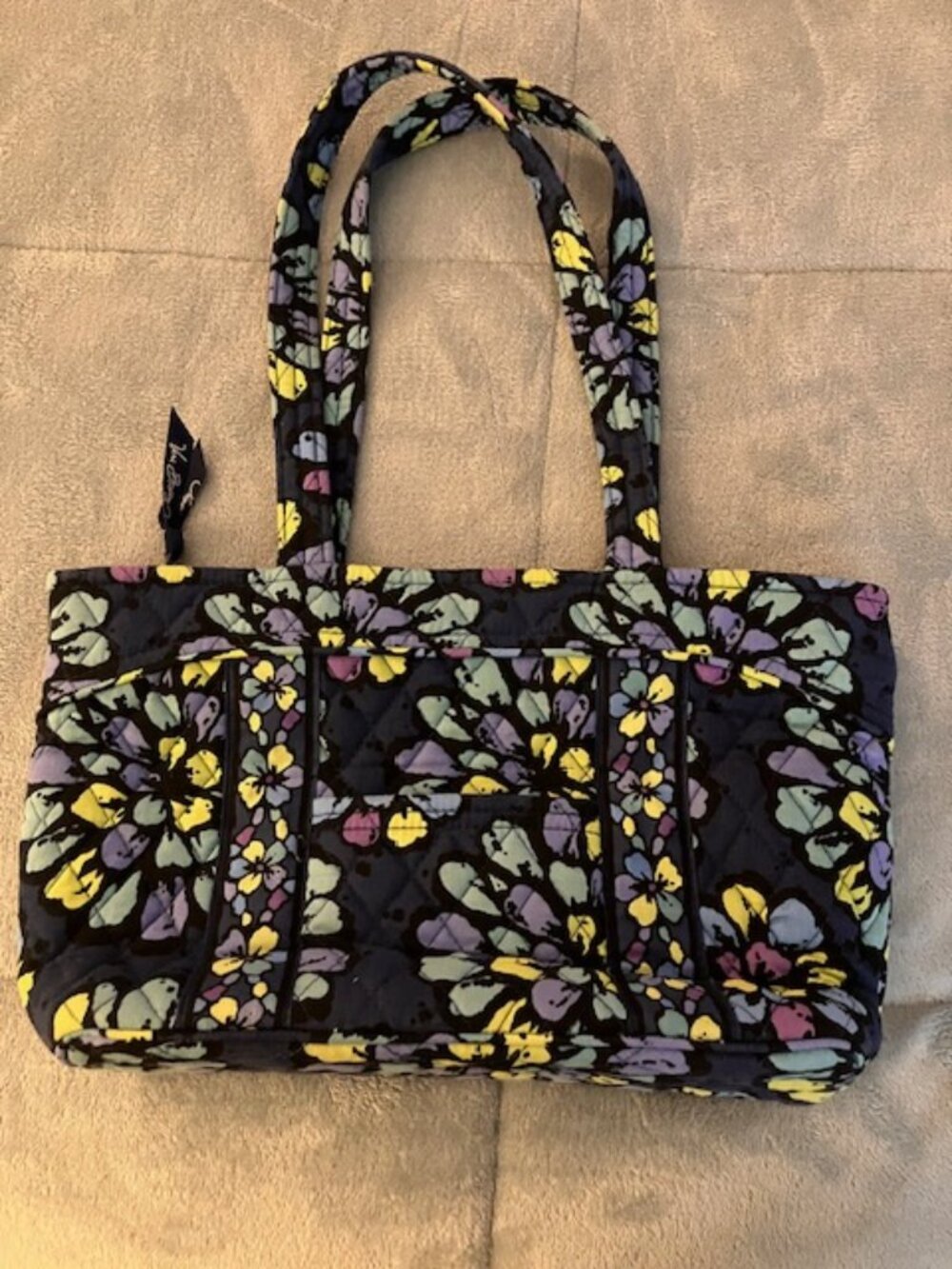 Vera Bradley Tote Bag Blue  Floral Pattern Shoulder Purse